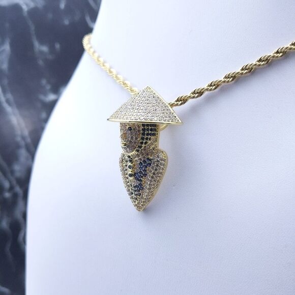 🚨20"Rope Chain + 14K Gold Finish CZ Raiden - Picture 6 of 11